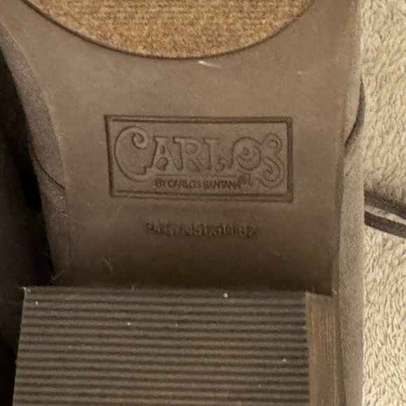 Taupe Suede Booties Women 7.5 M Carlos "Graham" lace-up tan boho ankle boot - Picture 8 of 11